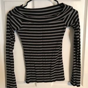 Long sleeve striped off the shoulder top